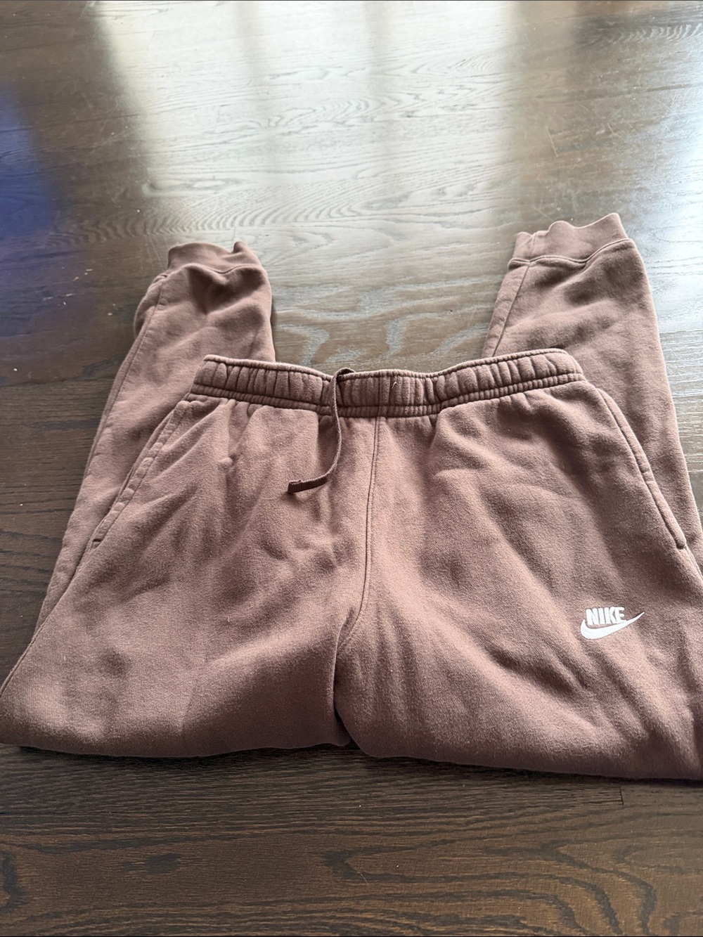 Nike Brown Jogger Sweatpants with White Logo - Picture 2 of 3